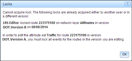 Route lock acquired by another user Route lock acquired by another user